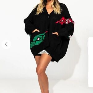 Dressed in Lala Look What You Made Me Do Oversized Snake Cardigan